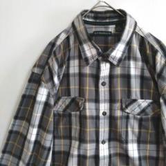 2551　G.H.BASS＆CO.　厚手長袖ワークシャツ　L　灰黒白　US古着