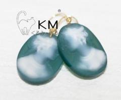ж sale K18 18金 天然石ストーンカメオRD14.96ctピアス【美品