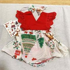 クリスマス　サンタ　トナカイ　ロンパースワンピース　女の子　70サイズ