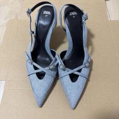 ZARA ビジューデザイン ポインテッドトゥヒール 37 ZARA デニム風 ポインテッドトゥ ハイヒール 37 - メルカリ