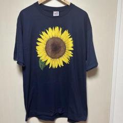 USA製　ひまわりプリント ネイビー Tシャツ