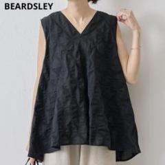 未使用級 ビアズリー 洗える 袖リブ ティアードブラウス ゆったり体系カバー 黒 BEARDSLEY（ビアズリー）の「袖口リブ ティアードブラウス：すぐ
