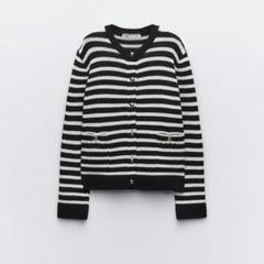 新品タグ付き ZARA ゴールドボタン ニットカーディガン ボーダー