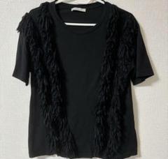 ZARA ザラ フリンジTシャツ 半袖 カットソー 個性的 Mサイズ 派手 黒