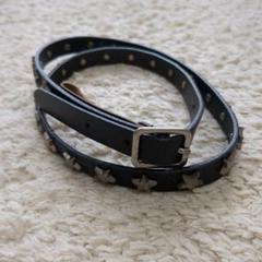 agnes b.★英国製 スタッズベルト アニエス ブラック本革 レザーベルト CU01 CEINTURE レザーベルト