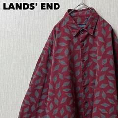 90s LANDS' END ランズエンド シャツ 長袖 総柄 ペイズリー L