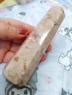 天然石桜瑪瑙ピンクアメジスト共生ポイント　１４センチ
