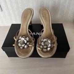CHANEL シャネルミュールラメ&ココマーク37 デパート購入本体のみ