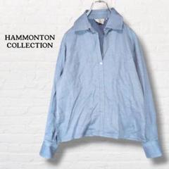 HAMMONTON COLLECTION☆長袖スキッパーシャツ【M相当】ブルー系