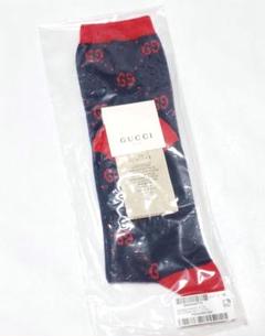 【新品・未使用】GUCCI GGロゴパターン ソックス フリーサイズ ネイビー チルドレンズ〕 コットン GG ソックスネイビーブルー/アイボリー