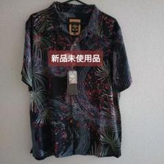 雅結　金魚花火柄の半袖シャツ 黒 M サイズ メンズ