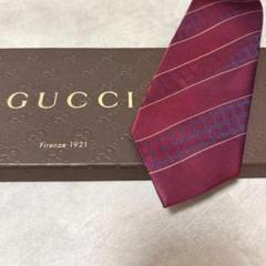 美品 GUCCI グッチ シルク ネクタイ ボルドー ワインレッド