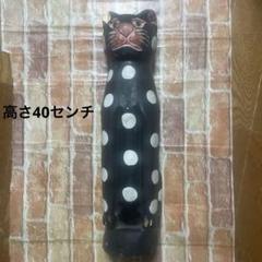 昭和レトロ　海外　カナダ　置物　木製　動物　猫　ヴィンテージ 水玉　高さ40