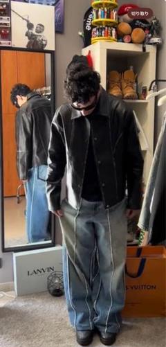 『完売品』10990円ZARA ザラ フリンジ BAGGY FIT デニムパンツのサムネイル