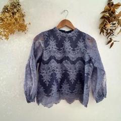 レディーストップス ♡ パープル　ネイビー レース トップス ブラウス