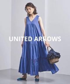 UNITED ARROWS UWSCストライプ Vネック マキシワンピース