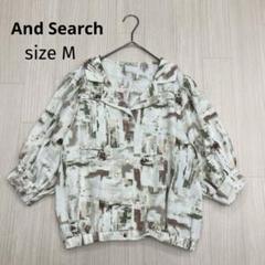 And Search ペインティング柄 シャツ レトロ ブラウス 7分袖 M