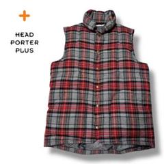 【HEAD PORTER PLUS】タータンチェック ダウンベスト M
