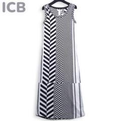 未使用タグ付き✨ＩＣＢ ノースリーブ　ニット　ワンピース　ヘリンボーン　Ｓ 黒白