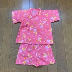 ベビー甚平　ピンク 蝶と花柄 80㎝