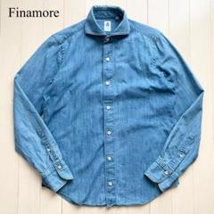 希少✨️フィナモレ　バーニーズ別注　ギンガムチェックシャツ　青　イタリア製　M SUMMER SALE】Finamore(フィナモレ)C0050/SISSI コットン