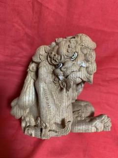 木製獅子の彫刻 赤と金 約30cm 木製獅子の彫刻 赤と金 約30cm 家具