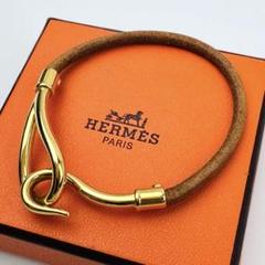 エルメス　HERMES ブラウンレザー フック式ブレスレット　送料無料 m95698958865_1.jpg?1750778795