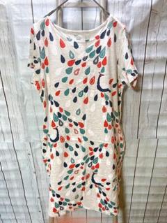 グラニフ　半袖Tシャツワンピース　チェニック　孔雀柄　春、夏、秋　Fサイズ　美品