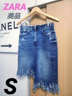 【 ZARA 】アシンメトリー デニム スカート Sサイズ
