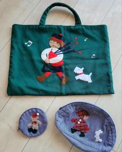 ファミリアFamiliaレッスンバッグポーチデニム刺繍バラ売り可能
