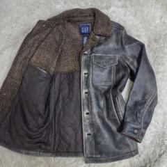 希少XSサイズ OLD GAP レザー カーコート＋デニムシャツセット