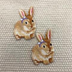 刺繍ワッペン　ウサギ　2枚セット