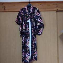 黒地ピンク花柄浴衣 100cm~