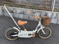 people子供用自転車 ホワイト ブラウンレザー調