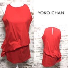 YOKO CHAN ノースリーブ 切替ワンピース レッドカラー フリーサイズ