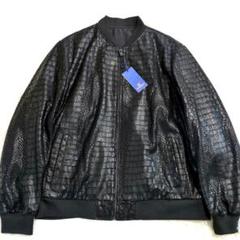 圧倒的存在感✨️クロコダイル 本革ライダースジャケット 黒 56 新品未使用品