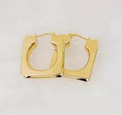 18K ピアス フープピアス リングピアス イタリアンジュエリー スクエア 中空 楽天市場】18金 フープ ピアス メンズ スクエア 18k イエロー