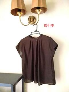 ☆シンプリシテェ　B.C STOCK　スパンボイルバンドカラーブラウス　茶　М☆のサムネイル