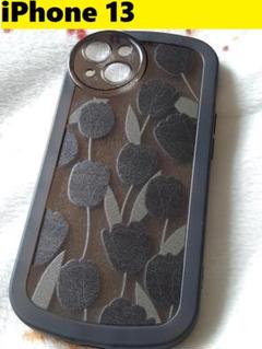 iPhone 13★縁取り太目　お花　半透明 iPhoneケース