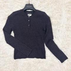 極美品　CHANEL シャネル　カシミヤ　トップス　長袖　ヘンリー　貝 ニット 極美品 CHANEL シャネル カシミヤ トップス 長袖 ヘンリー 貝
