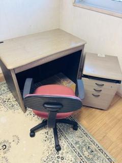 福岡発 家具調 テーブル 事務机 ベージュ系 テーブル 袖机 100cm