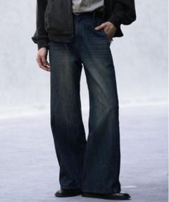 CURVED FLARE DENIM SLACKS