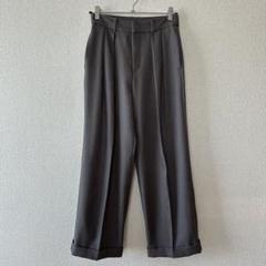 【GU】ジーユー　インタックワイドパンツ/グレー/M