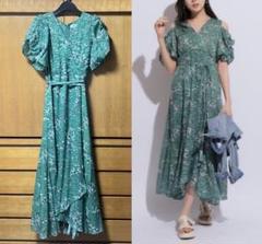 美品　マイストラーダ 2way カシュクールワンピース 花柄ワンピース　緑