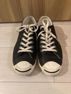超美品　廃盤モデル　コンバース　ジャックパーセルレザー　ブラック　24cm JACK PURCELL LEATHER（レザー） BLACK LOW CUT 164224C