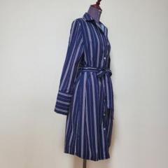 百貨店セレクトショップ購入 シャツ ワンピース 羽織り ロング 紺色ベース