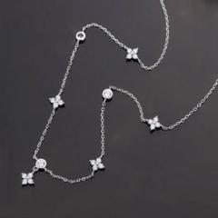 【No.90】ジルコニア フラワー ネックレス silver925