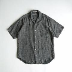 ペリーエリス　90s 総柄　半袖開襟シルクシャツ　黒　M 古着