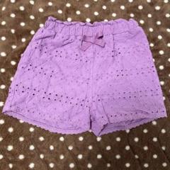 petit main紫刺繍入りショートパンツ 100