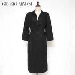 美品 ジョルジオアルマーニ リネンワンピース 黒 サイズ40*BD1222